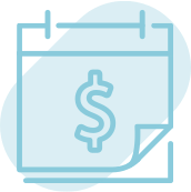 A dollar sign & calendar icon
